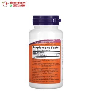 مكونات دواء كو انزيم كيو 10 لتحسين صحة القلب 30 ملجم NOW Foods CoQ10 60 كبسولة