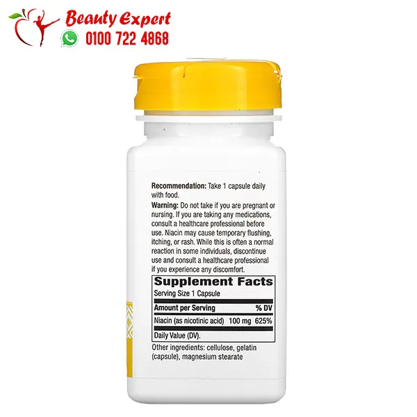 مكمل نياسين لعلاج نقص فيتامين ب3 niacin Nature's Way 100ملجم 100 كبسولة