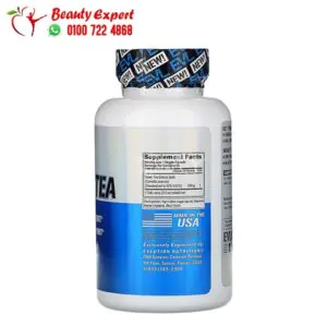 EVLution Nutrition Green Tea 60 Veggie Capsules 1 مكونات حبوب الشاي الاخضر للتخسيس ايفلوشن نيوترشن EVLution Nutrition Green Tea 60 كبسولة