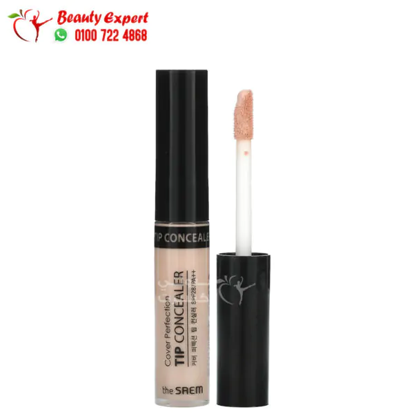 كونسيلر للبشرة الدهنية The Saem لاخفاء العيوب – The Saem Cover Perfection Tip Concealer, SPF 28 PA++, Brightener